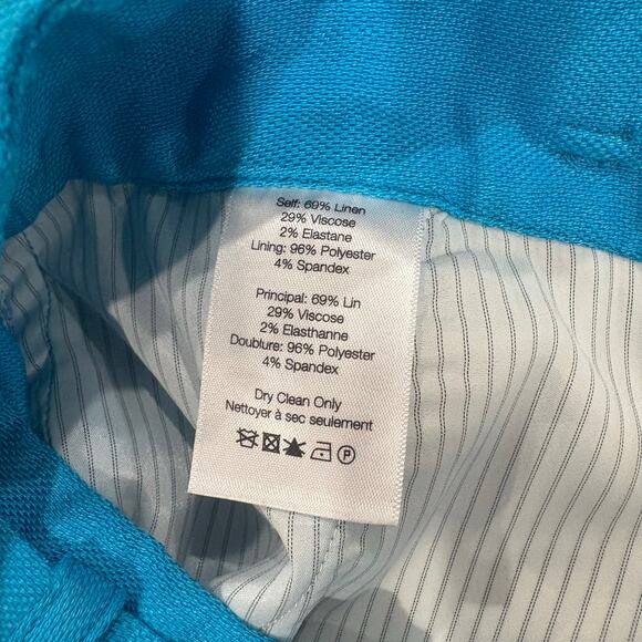 VERONICA BEARD Makayla Belted Linen Shorts Turquoise Blue Size 6 - Picture 9 of 10